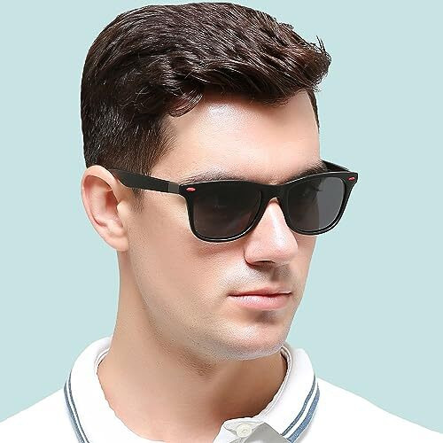 Hazon Premium Square Polarized Sunglasses | Uv Protection Sunglasses | Light Weight, Durable, Matt Finished, Premium Looks | Tr90 Sunglasses | Men & Women | Medium | Way21 (Black Red)