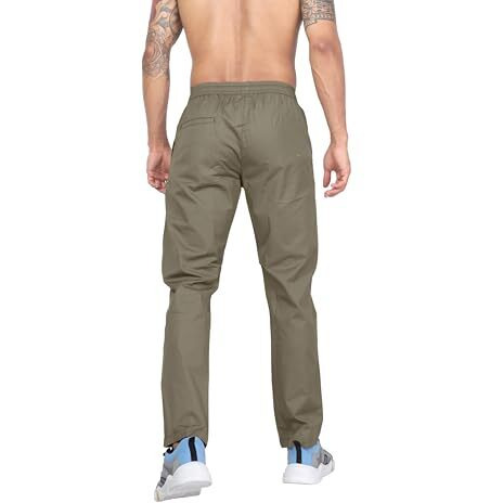 Big Button Men's Solid Cotton Stretchable Lounge Pajama Pant Lower (Beige, Medium)