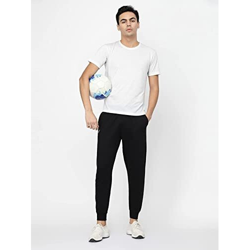 Uzarus Men's Cotton Regular Fit Joggers Mid Rise Track Pants With 2 Pockets (Medium, Black)