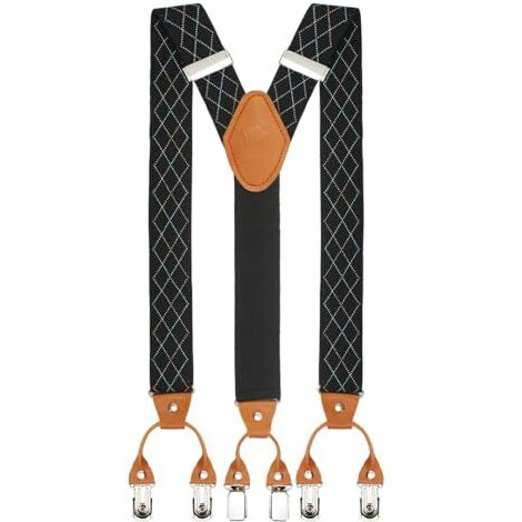Peluche Regal Grip Black Y Back 6 Clips Suspender (Strap Width- 3.5Cm)