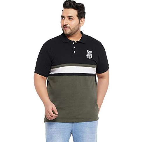 Bigbanana Men's Regular Fit Polo (Mayaso,Black And Olive,6Xl)
