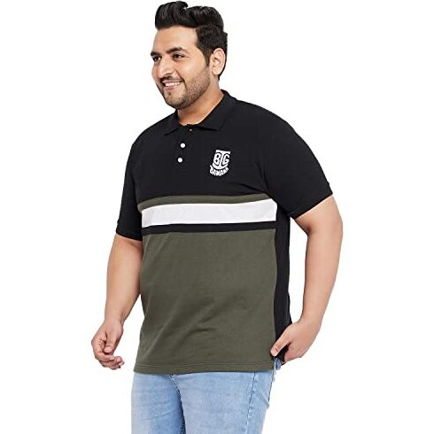 Bigbanana Men's Regular Fit Polo (Mayaso,Black And Olive,6Xl)