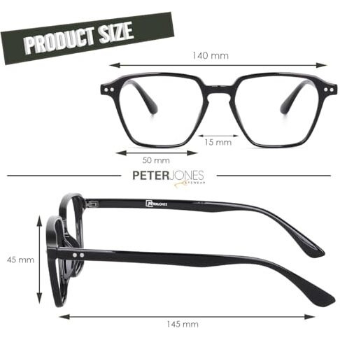 Peter Jones Unisex Square Black K Computer/Gaming Glasses With Anti Glare Lenses (Ag209B)