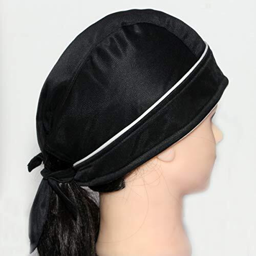 Paropkar Cooling Helmet Liner - Do Rag/Dew Rag Skull Cap Beanie For Men - Pirate Hat Bandana & Motorcycle Head Wrap (Black)