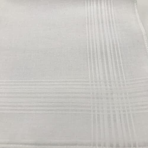 M Cart 100% Cotton Premium Collection Handkerchiefs Hanky For Men White Striped Xxl King Size Perfect For Gift (White)