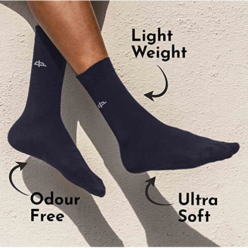 Heelium Bamboo Crew Socks For Men, Formal Full Length, Odour Free & Breathable, Blue