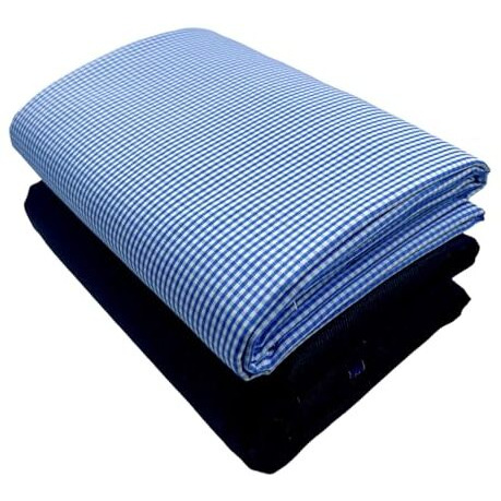 Jhabak's Checkered Shirt And Trouser Fabric 20 - Polycotton Material - 2.25M Shirt Cloth - 1.20M Pant Piece For Men (Small Blue Checks)
