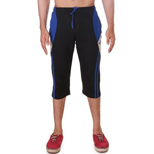 Vego Mens Cotton Three By Fourth, 3/4, Capri, Three Quarter Black