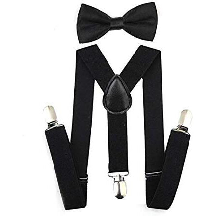 Clothera Suspender And Bow Tie For Men - Black