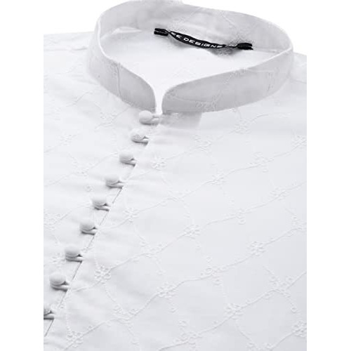 See Designs Mens Kurta | Specially Crafted And Designed For The Eid Festival White Cotton Embroidered Kurta With Pajama Set Mandarin Collar Long Sleeves Chikankari Kurta | Sdkt109201L