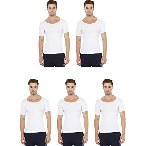 Rupa Men's Solid Regular Fit Vest (Jon_Po5_Rns_White L)