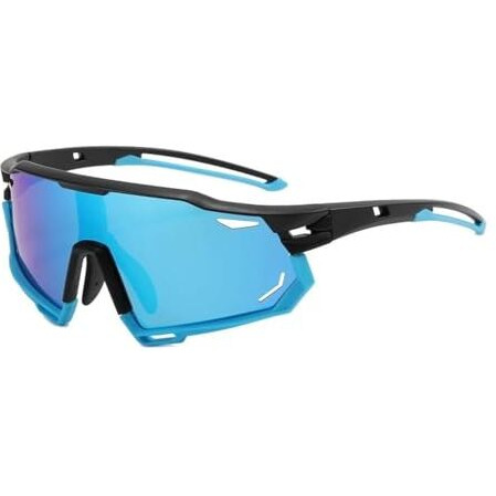 Huvora Super Polarized Sports Sunglasses For Cricket Cycling Riding || Hydrophobic || Anti Fog || Special Soft Silicon Lining || Uv 400 Protection || Free Zip Case Box (Blue)