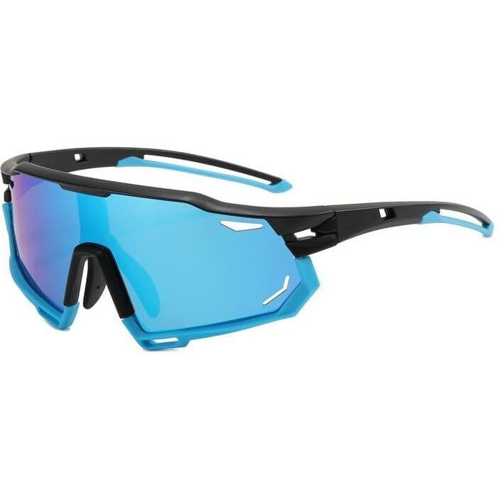 Huvora Super Polarized Sports Sunglasses For Cricket Cycling Riding || Hydrophobic || Anti Fog || Special Soft Silicon Lining || Uv 400 Protection || Free Zip Case Box (Blue)