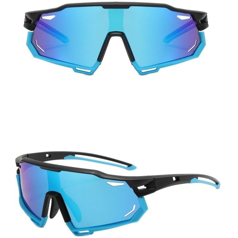 Huvora Super Polarized Sports Sunglasses For Cricket Cycling Riding || Hydrophobic || Anti Fog || Special Soft Silicon Lining || Uv 400 Protection || Free Zip Case Box (Blue)