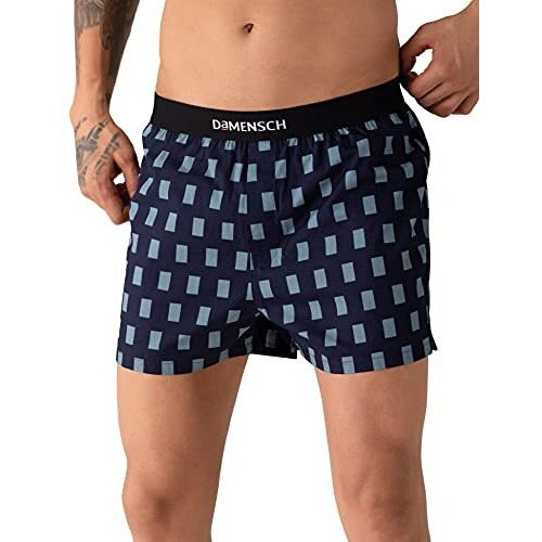 Damensch Men's Cotton Boxers (Pack Of 2) (Dam-Prin-Sbx-Syb-Mib-Pack-2-L_Sydney Black, Miami Blue_S)
