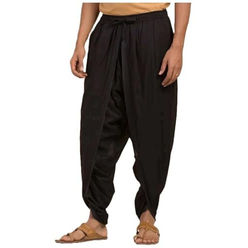 Fressia Fabrics Readymade Pure Cotton Yoga Meditation Kalaripayattu Dhoti Pants (Free Size, Black)