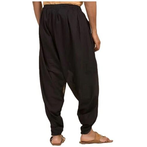 Fressia Fabrics Readymade Pure Cotton Yoga Meditation Kalaripayattu Dhoti Pants (Free Size, Black)