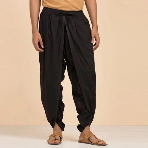 Fressia Fabrics Readymade Pure Cotton Yoga Meditation Kalaripayattu Dhoti Pants (Free Size, Black)