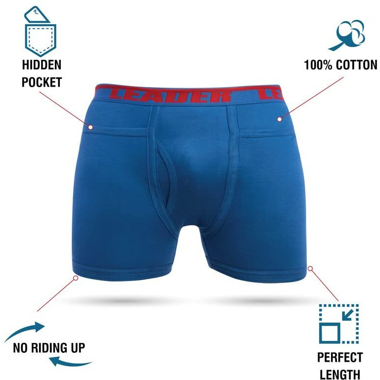 Vip Men's Cotton Solid (Pack Of 6) (Pocket_Trunks_95_P6_Assorted