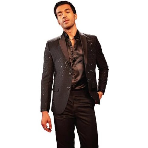 Vastramay Embroidered Blazer For Men  Versatile Ethnic Wear For Weddings & Special Occasions Black