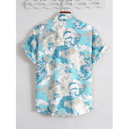 Flosive Men Popcorn Fabric Shirt (Xl, Sky)