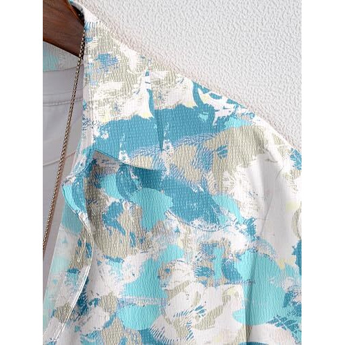 Flosive Men Popcorn Fabric Shirt (Xl, Sky)