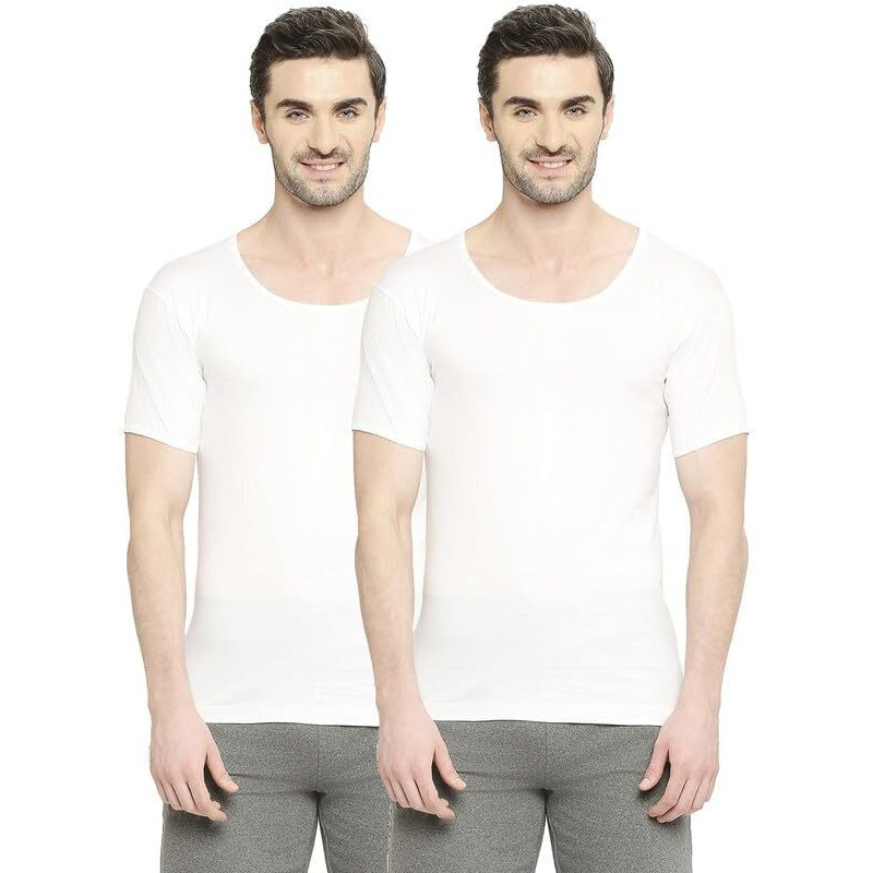 Vip Bonus Knit Shrunk Men's Antimicrobial Cotton Regular Fit Vest For Men | Combo Pack White