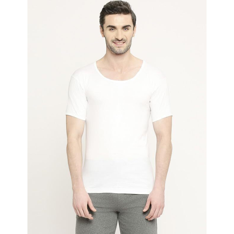 Vip Bonus Knit Shrunk Men's Antimicrobial Cotton Regular Fit Vest For Men | Combo Pack White