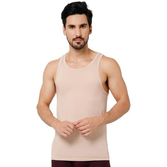 Oxyzone Men's Round Neck Modal Vest - Breathable, Odor-Free, Regular Fit, Sleeveless Baniyan - Super Soft Comfort Fit Innerwear - Skin - Xl