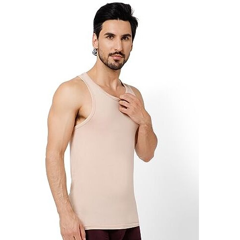 Oxyzone Men's Round Neck Modal Vest - Breathable, Odor-Free, Regular Fit, Sleeveless Baniyan - Super Soft Comfort Fit Innerwear - Skin - Xl