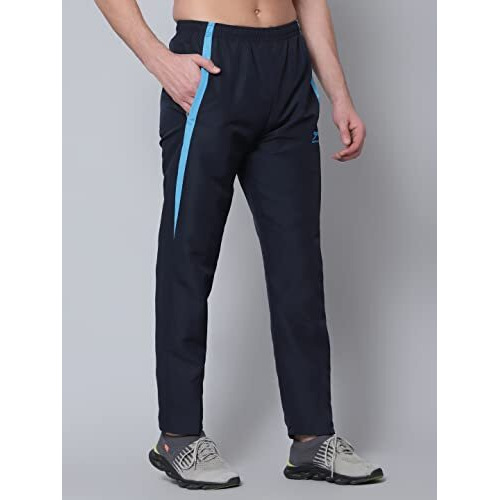 Shiv Naresh Mid Rise Trackpants For Men | Regular Fit |Sports Wear | Moisture Wicking | Navy/Cyan | Style No. 526, 2Xl