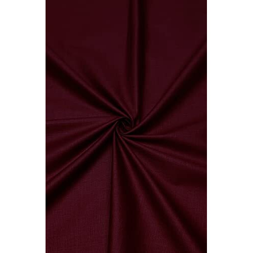 Jhabak's Premium Unstitched Shirt Fabric For Men 2.25M Shirt Piece Cloth Pure Cotton Linen Blend Material (Maroon, Free Size)