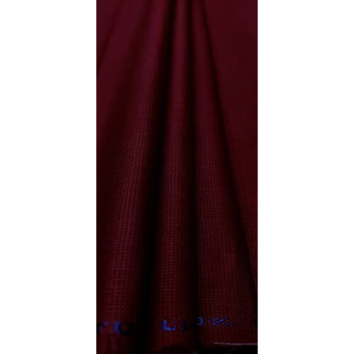 Jhabak's Premium Unstitched Shirt Fabric For Men 2.25M Shirt Piece Cloth Pure Cotton Linen Blend Material (Maroon, Free Size)