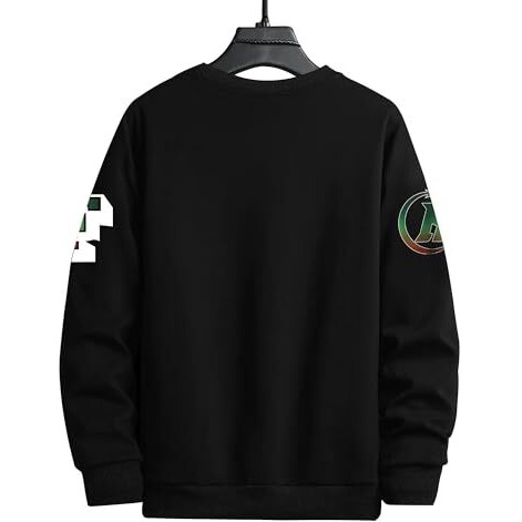 Jump Cuts Black Cotton/Polyester Printed Long Sleeve Crew Neck T-Shirt For Men, Size Xl