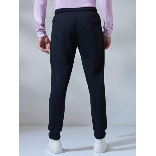 Bewakoof Men Jet Black Casual Jogger Pants With Zipper, Large