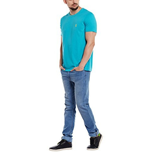Mack Jonney Round Neck Cotton Tshirt For Men-T-Ferozi01-Xxl Turquoise