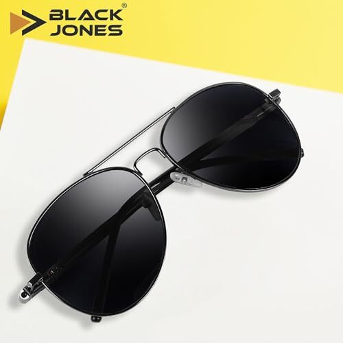 Black Jones | Full Rim Classic Aviator | Polarized And 100% Uv Protected Sunglasses | Men & Women | Medium | Bj Gk02/P (Color-Gun-Metal Black Lens)-Pack Of 1