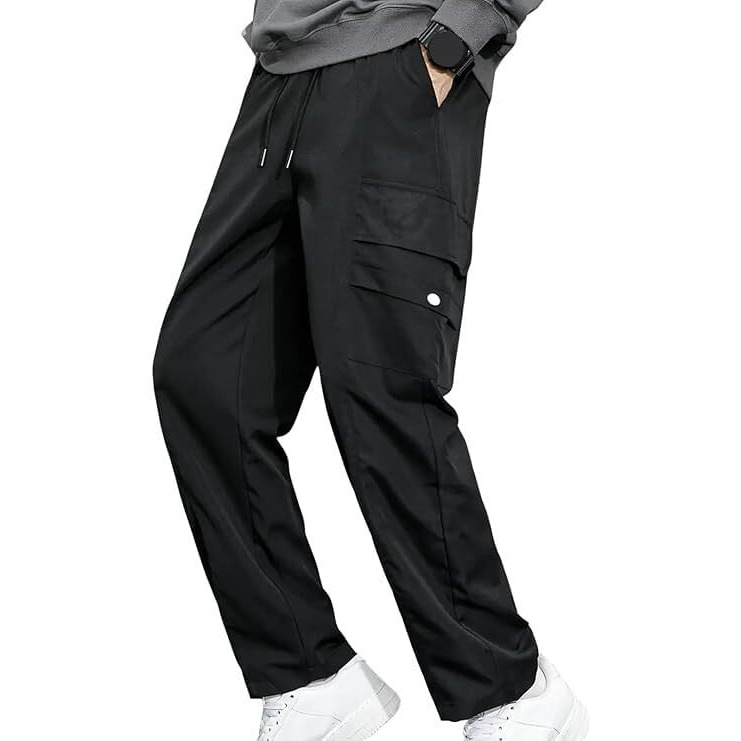 Vogaan Casual Solid Men's Regular Cargo Pants With Multiple Pockets | Cotton Cargos For Men | Men Cargo Pants (Black-32)