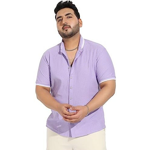Instafab Men's Plus-Size Fit Shirt (Cbip23_Csmssrt5654Plus_Lavender 4Xl)