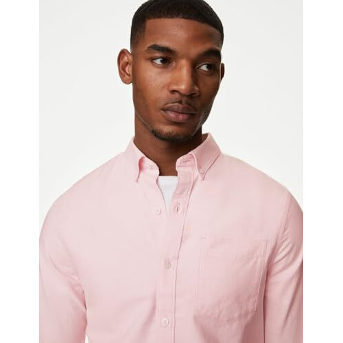 Marks & Spencer Men's Regular Fit Shirt (60635438003_Light Pink