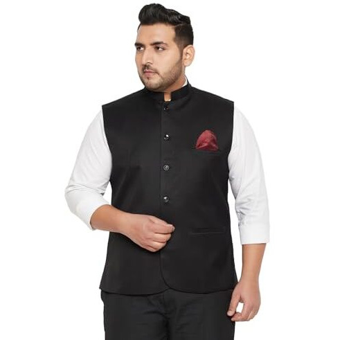 Vastramay Plus Men's Black Nehru Jacket_Vplusmj054Bl_50