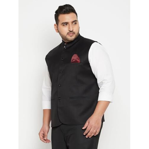 Vastramay Plus Men's Black Nehru Jacket_Vplusmj054Bl_50