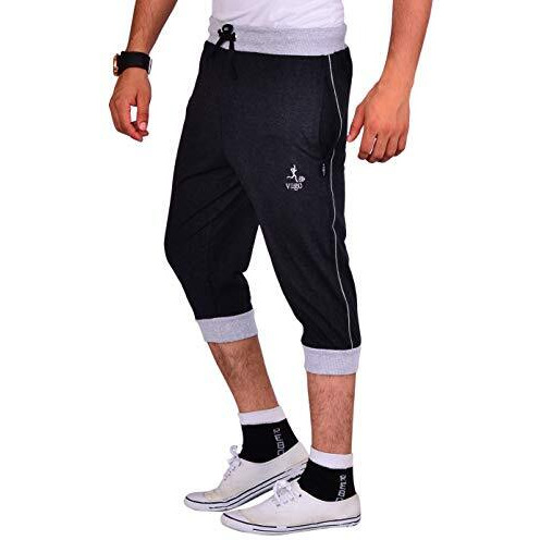 Vego Mens Cotton Cuff Or Grip Three By Fourth, 3/4, Capri, Three Quarter Regular Fit