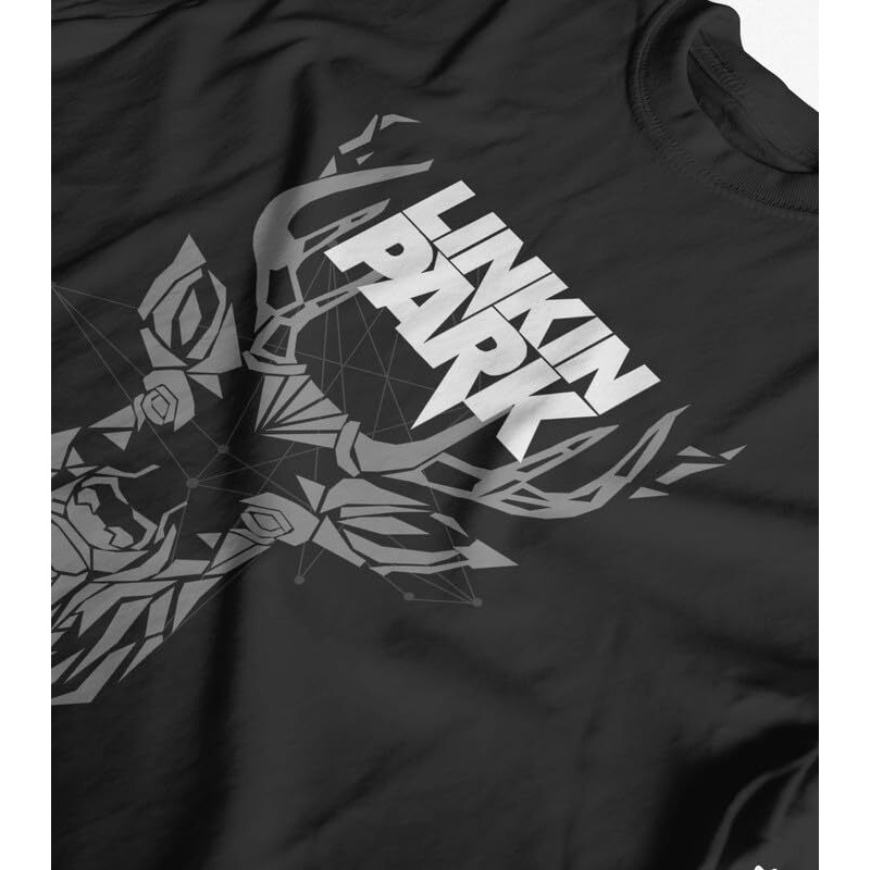 Indissh Music Band Linkin-A4 Printed Regular Half Sleeves Cotton T-Shirt - Xl | Black