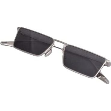 Huvora Premium Rectangular Modern Alloy Square Sunglasses For Men Women Stylish Lightweight Uv Protected Fancy Goggles With Metal Hinges (Silver Black)