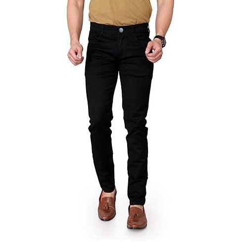 Kargeens Slim Men's Stretchable Low Rise Jeans Pant For Casual Stylish Cotton Blend Denim (K2103_Black_34)