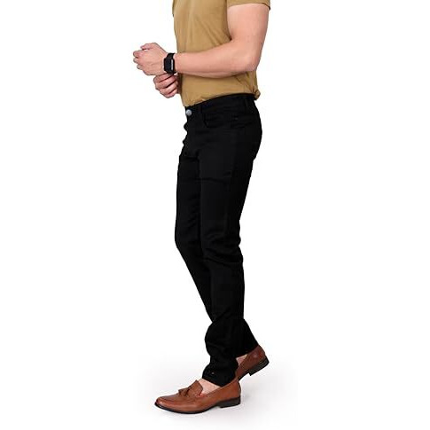 Kargeens Slim Men's Stretchable Low Rise Jeans Pant For Casual Stylish Cotton Blend Denim (K2103_Black_34)