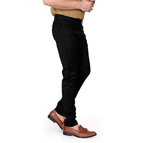 Kargeens Slim Men's Stretchable Low Rise Jeans Pant For Casual Stylish Cotton Blend Denim (K2103_Black_34)