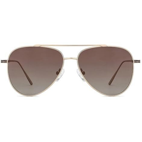John Jacobs | Matte Gold Brown Pilot | Polarized And 100% Uv Protected Sunglasses | For Men And Women | Medium | Jj S11472L-Pack Of 1
