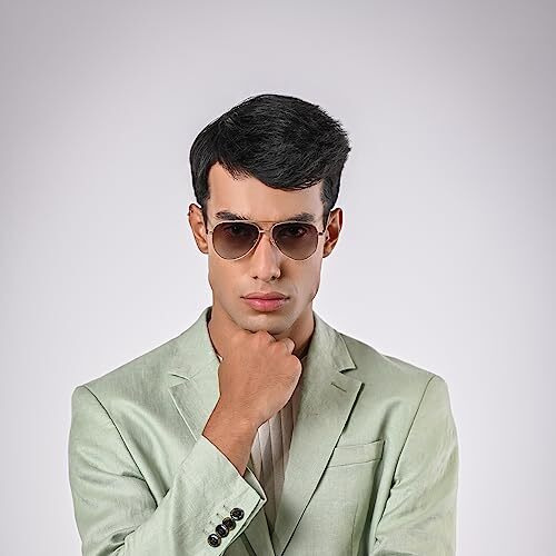 John Jacobs | Matte Gold Brown Pilot | Polarized And 100% Uv Protected Sunglasses | For Men And Women | Medium | Jj S11472L-Pack Of 1